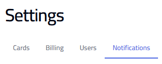 Settings sidebar with the Notifications tab selected.