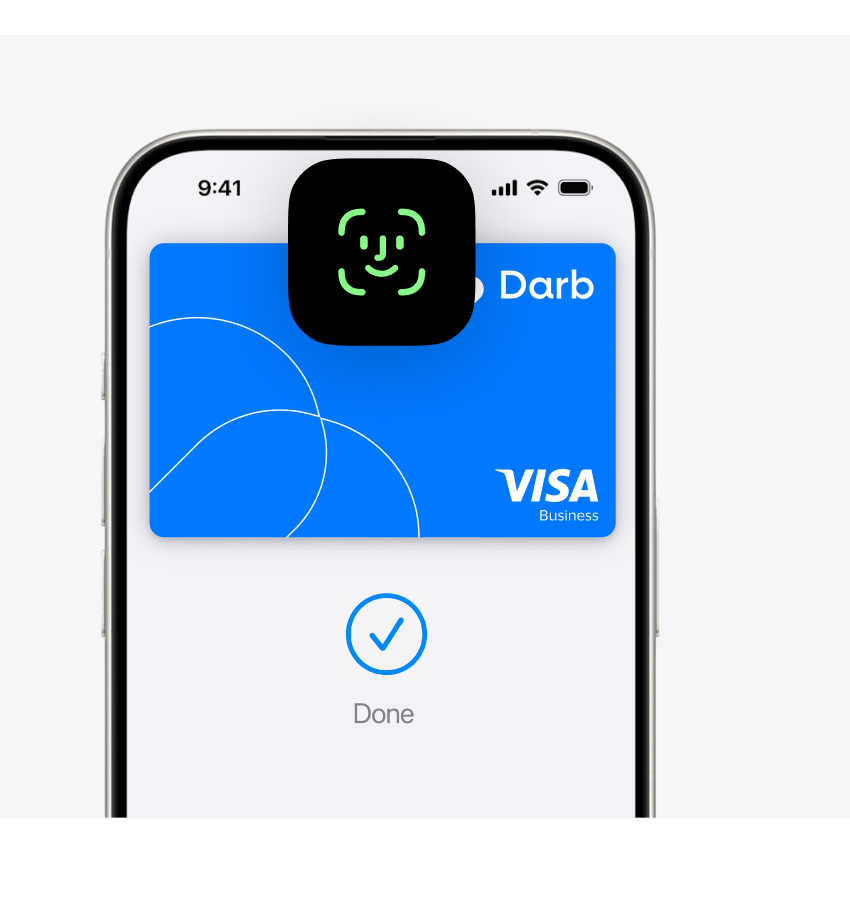 Darb card verified in Apple Wallet with Face ID